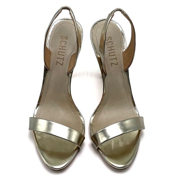 $170 Schutz Women's Sandal Shoe Size US 5 B Gold Metallic Luriane Slingback - Picture 3 of 9